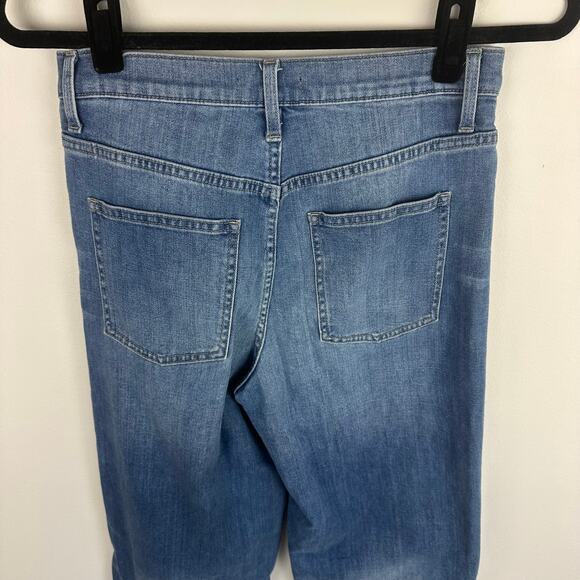 Uniqlo Womens High Rise Regular Fit Crop Wide Leg Medium Blue Denim Jeans 25 - Picture 5 of 9